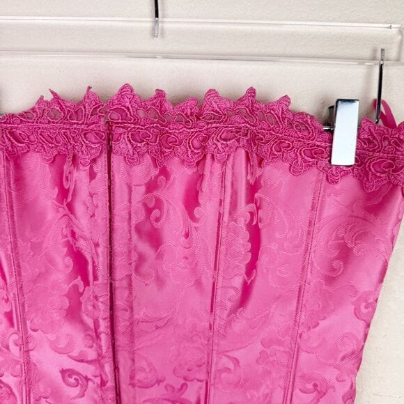 Fredericks Of Hollywood Vintage Y2K Pink Lace Up Corset - Picture 2 of 6